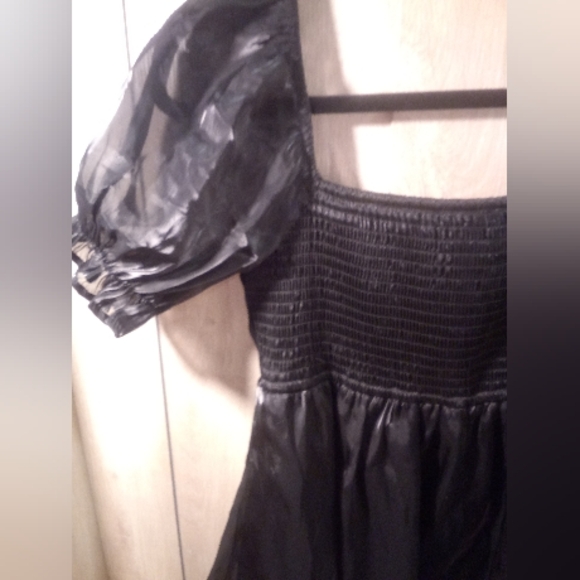 Dark Romance Fairycore Black Puffy Baby Doll Short Sleeve Tea Dress LARGE - Picture 12 of 12